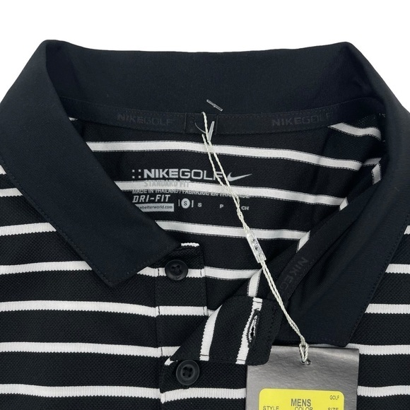 Nike Golf Men’s Size Small Icon Stripe Polo Shirt Black white NWT - Picture 5 of 12
